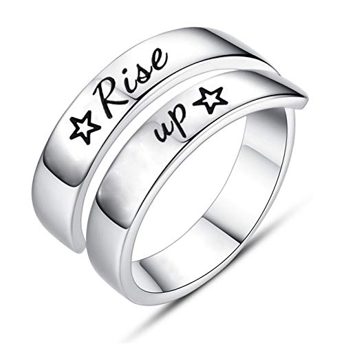 Jvvsci Rise up Spiral Wrap Twist Ring, Hamilton Musical Inspired Star Gift, Inspiration Motivation Jewelry,Theater Gift