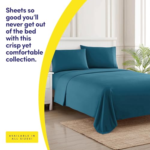 Image of 1500 Supreme Collection Queen Sheet Sets Teal - Luxury Hotel Bed Sheets and Pillowcase Set for Queen Mattress - Extra Soft, Elastic Corner Straps, Deep Pocket Sheets, Queen Teal