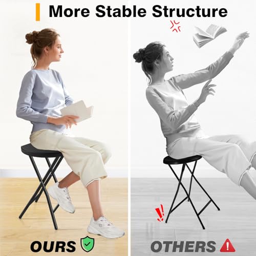TAVR Furniture Portable Folding Chair with Handle, Heavy Duty Round Fold Stool Chair with 500lbs Capacity for Adults, 18 Inch Foldable Stool for Dorm, Kitchen, Vanity, Church and Outdoor use by TAVR Furniture - Image 9