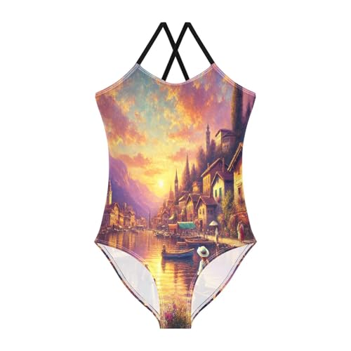 Lake Town Woman Bathing Suits for Girls Kids Swimsuits Summer Beach One Piece Swimsuits Swimwear