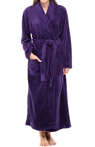 Alexander Del Rossa Plush Robe for Women, Long Fleece Winter Bath Robe, Plus Size
