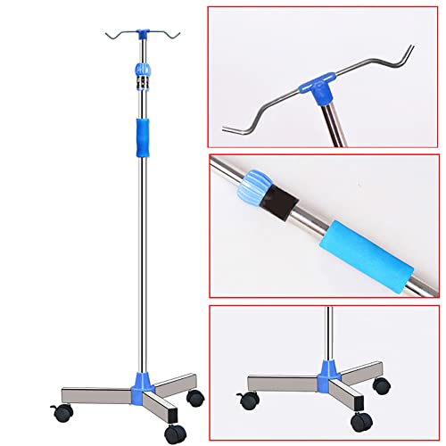 Poteau de support IV en acier inoxydable réglable avec base triangulaire