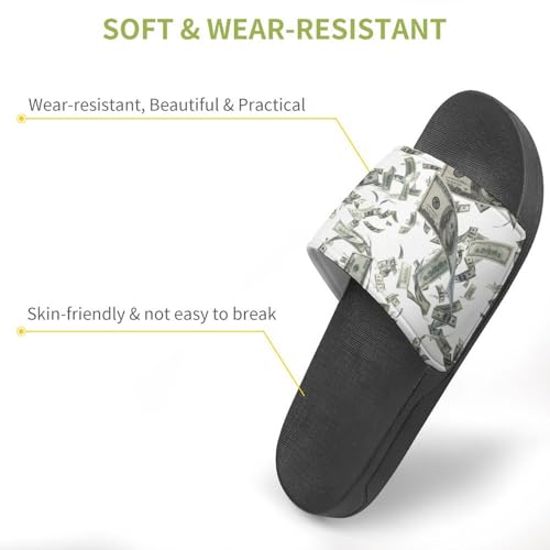 100 Dollar Flying Bills PVC Slippers Sandals for Women Men Open Toe Soft Cushioned Non-Slip Sandal for Indoor Outdoor3
