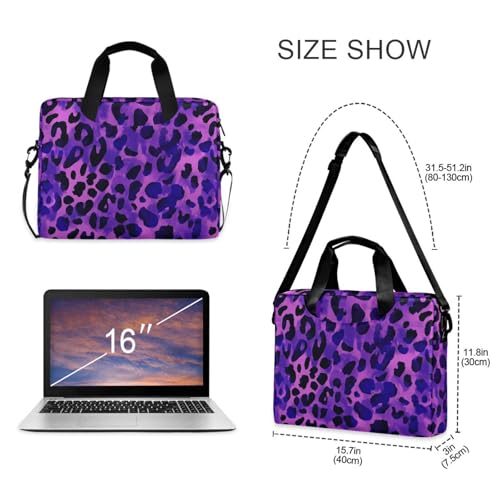 Funda para portátil con asa y correa 15.6 pulg morado leopardo miniatura 5