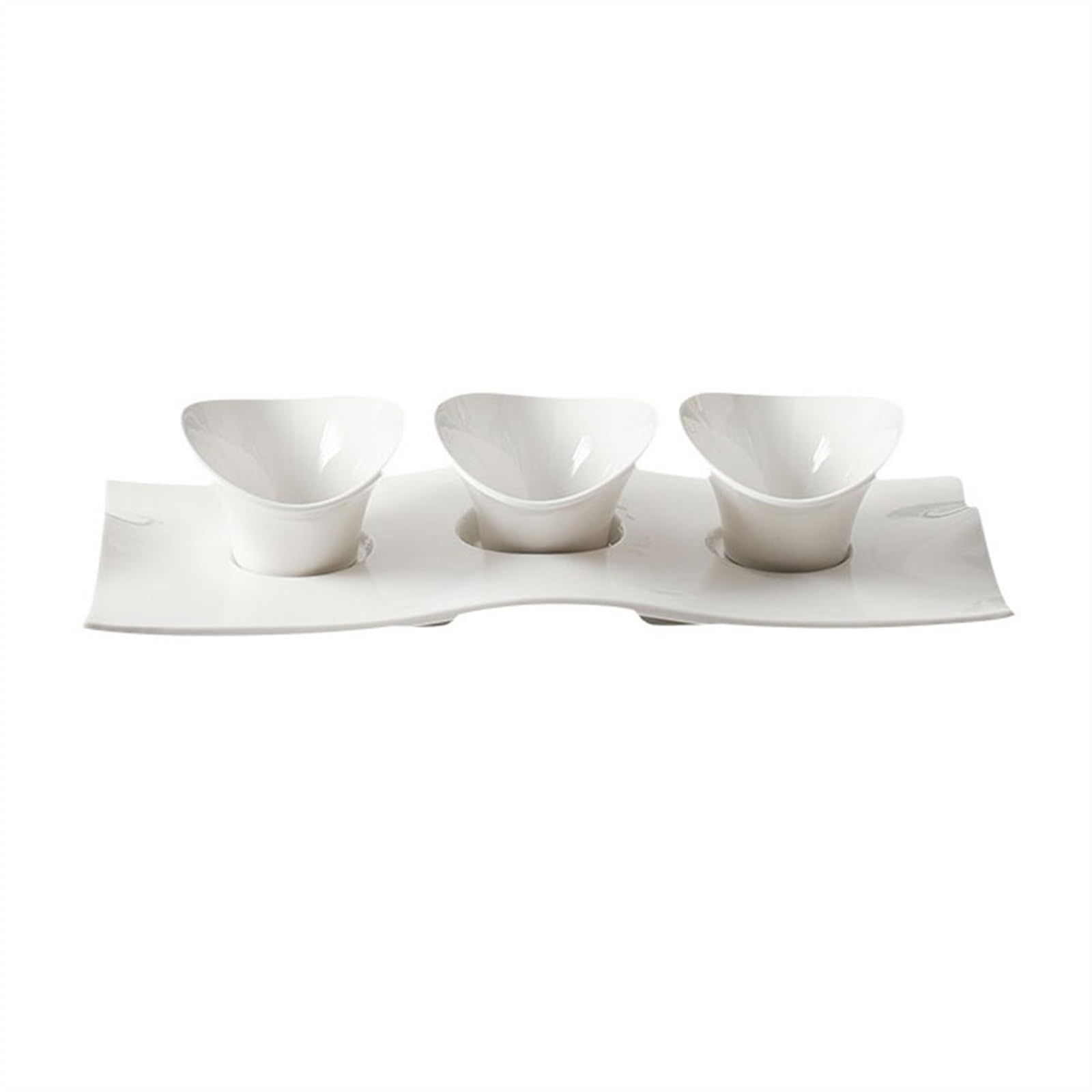 Ciotoline da Snack Piatto for condimenti in porcellana bianca Piatto for condimenti for insalata in ceramica for uso domestico Piatto for snack a tre scomparti for stoviglie creative Piatti Snack Cera