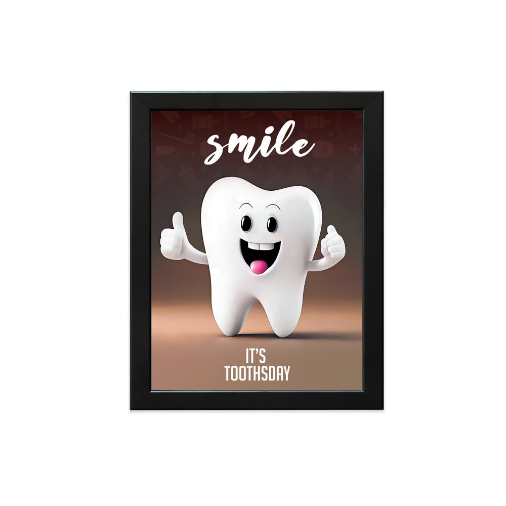 SWASUM Dental Clinic Wall Decor, Dentist Toothsday Poster, Dentist Reception Area Art Piece, Dental Clinic Wall Poster, Dental Care Teeth For Hospital and Clinic, Pack Of 01, (10.5X13.5 INCH) Framed-image-11