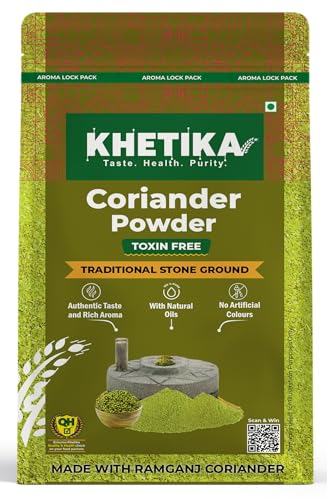 Khetika Coriander Powder 400g | Toxin Free | Traditional Stone Ground | With Natural Oils | Authentic Taste & Rich Aroma