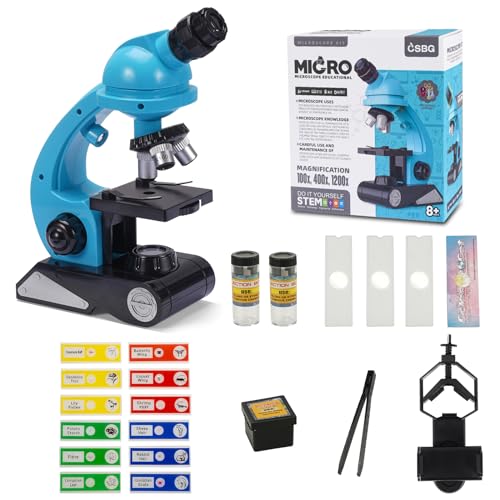 Image of Little World Microscope for Kids, 100x - 1200x Science Kits for Kids Age 5-7 Age 8-12, Microscope Beginner Kit with Double LED & Phone Stand, Learning Resources Toys, Science Experiment STEM Kits