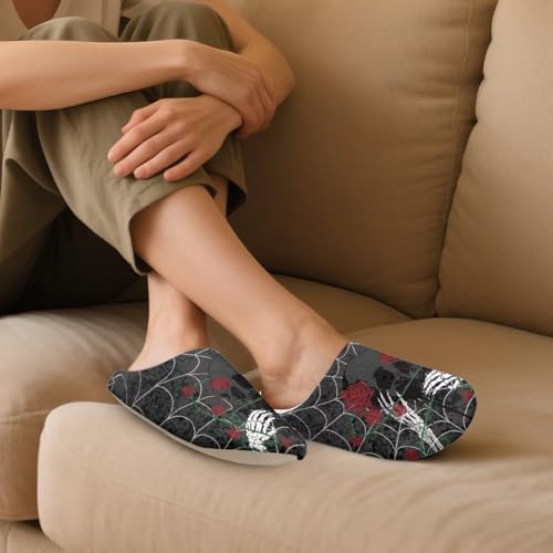 Forchrinse Halloween Spa Slippers for Women Men Closed Toe House Slipper Memory Foam Fuzzy Slipper for Hotel,Travel4