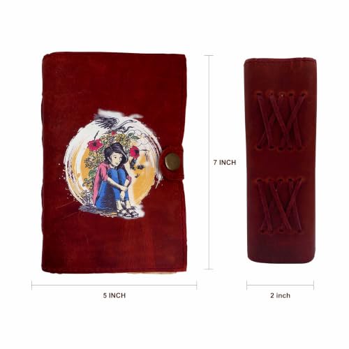 Image of Leather Journal with Digital Print Hardcover Writing Notebook for Women & Men,Vintage Leather Unlined Travel Journal, Artistic Sketchbook (5X7)