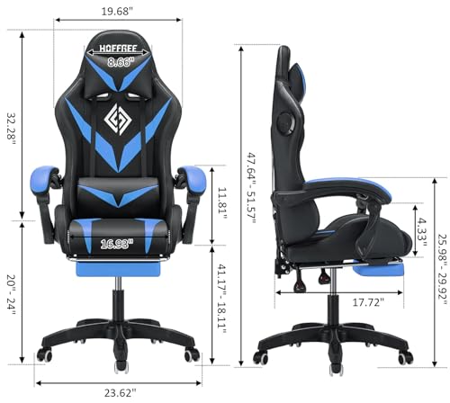 HOFFREE Gaming Chair Massage with Bluetooth Speakers and Led Lights Ergonomic Computer Gaming Chair with Footrest RGB Video Game Chair with High Back Lumbar Support HOGC-203 の商品画像 1
