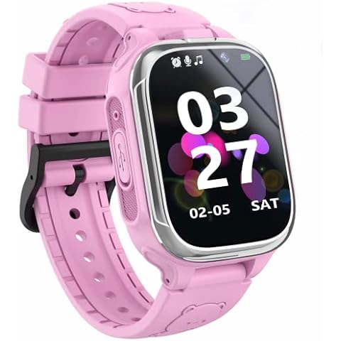 Kids Smart Watch for Boys Girls, Kids Game Smart Watch with 24 Learning Games Music Video Dual Camera Step Counter Alarm Flashlight, Smart Watch Kids Toys for 3-12Y Children Birthday Gifts, Pink Cover