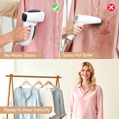 3500Pa Vacuum Steamer for Clothes - 2 in 1 Portable Suction Handheld Vacuum Iron, 30s Rapid Preheating, Auto-off, Light Steamer for Travel/Home, Fathers Day Dad Gifts - image 5