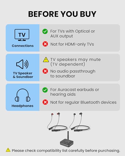 Image of Avantree Aura Loop Dual - Next-Gen Wireless Auracast TV Earbuds, Includes Two Pairs for Shared Listening, 3 EQ Modes with Voice Clear for Seniors & Hard of Hearing, Supports One-to-Many Connection