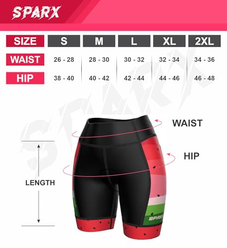 Short feminino Sparx Performance Triathlon Bike Short feminino de triatlo 18 cm, Mármore, XGG