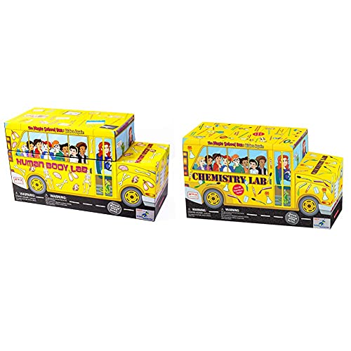 The Magic School Bus: Human Body Lab by Horizon Group USA, Homeschool STEM Kit, Includes Hands-On Educational Manual, Experiment Cards, Plastic Human Skeleton, Data Notebook & Chemistry Lab