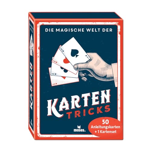Moses. Die magische Welt der Kartentricks, 33 magische Kartentricks zum Üben, tolle Zaubertricks mit 50 Anleitungskarten & Skat-Kartenset, Zauberspiel für Einsteiger in Geschenkbox