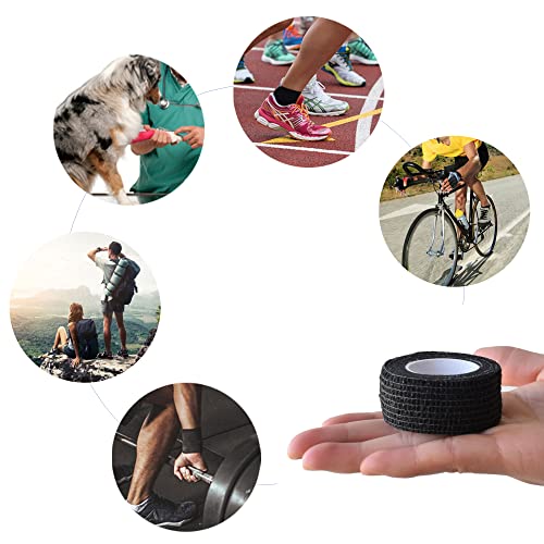 Gondiane 9 Pack 1" x 5 Yards Self Adhesive Bandage Wrap Self Stick Wrap for Ankle, Wrist, Finger, Sports, Breathable Cohesive Vet Tape for Pets (Black) - Image 5
