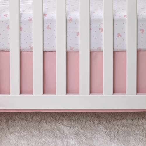 Image of Disney Minnie Mouse Lovely Little Lady Pink and White Minnie Icon and Polka Dot Fitted Crib Sheet