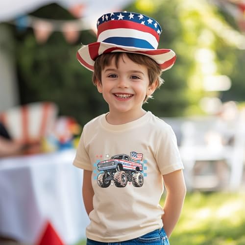 Image of Kid 4th of July T-Shirts Boys Girls American Flag Shirt Patriotic Top Short Sleeve Tees 2-12 Years