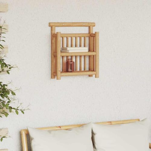 Estantería de pared de bambú flotante de 40 cm para almacenaje decorativo 2