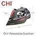 CHI Steam Iron for Clothes with 8’ Retractable Cord, 1700 Watts, 3-Way Auto Shutoff, 400+ Holes, Professional Grade, Temperature Control Dial, Titanium Infused Ceramic Soleplate, Black/Chrome (13109)