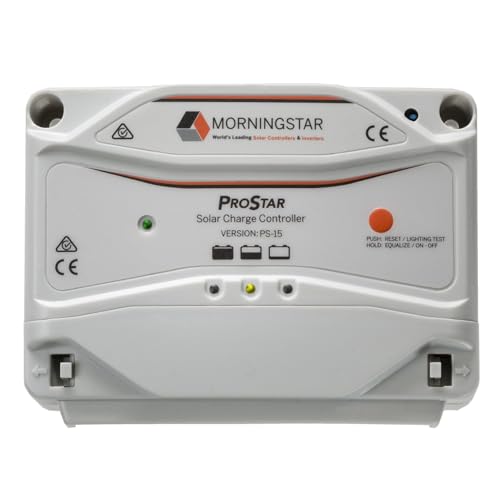 Morningstar Prostar 15A PWM Solar Charge Controller (PS-15) - Intelligent Solar Panel Regulator, Supports 12V/24V LA/Lithium Batteries, LVD/Lighting Control, HazLoc Rated, Low Noise - Designed in USA