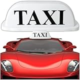 ZOLTA TAXI LED Dachleuchte Weiß mit Saugnäpfen 12V mit Glühbirne Beidseitiger Schriftzug Wetterfest UV-beständig 27x10x10 cm 4 starke Saugnäpfe für alle Fahrzeugtypen Energiesparend Professionell