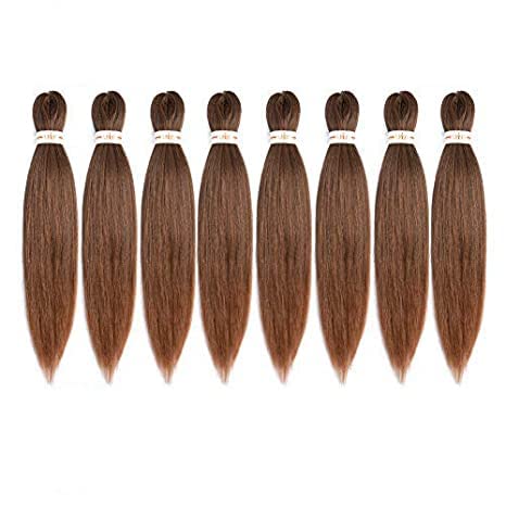 UNA Pre-stretched Braiding 16 Inch Natural Hair Extension Braiding Hair Pre-Stretched Professional Synthetic Fiber Crochet Hair Hot Water Setting for Braid Twist ( 16” 8PCS, T30 )