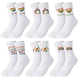 Utensilsto 6 Paar Rainbow Tennissocken 39-42 LGBTQ Pride Socken Baumwolle Regenbogen Socken Unisex