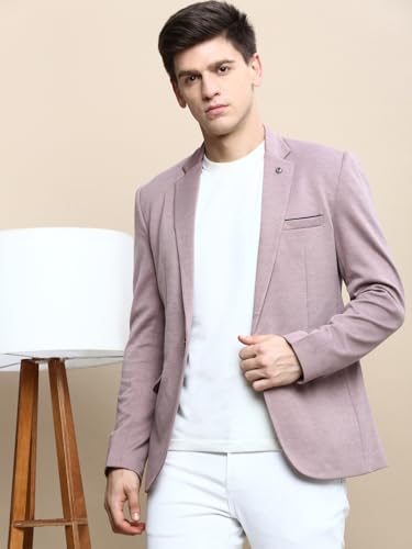 Image of SHOWOFFFF Men Solid Single Breasted Party Blazer | Notched Lapel Full Sleeves Cotton Blazer's for Mens | Slim Fit Regular Length Blazers for Men's