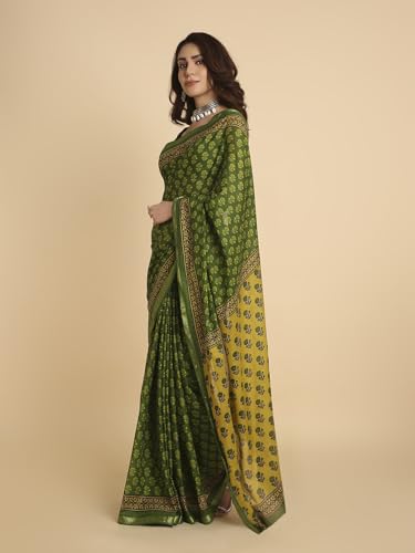 Image of RATAN Women's Pure Soft Cotton Saree with Blouse Piece | Lightweight Breathable Daily Wear Cotton Saree | Traditional Printed Saree for Office Casual & Summer Wear