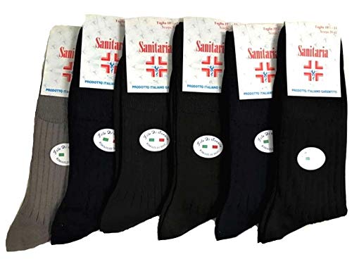 Chaussettes Homme Courtes Sanitaires Fil d'Écosse - Lot de 6 Paires - Produit Italien Garanti - Ressort DOC : 2 Bleu, 2 Anthracite, 1 noir, 1 gris moyen
