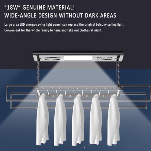 Ceiling-Mounted Clothes Drying Rack with Remote Control, 45kg Capacity, Constant Temperature, LED Light, Ideal for Home Balcony, Energy-Efficient Laundry Solution