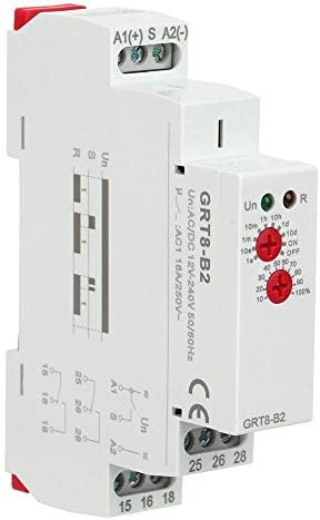 GRT8-B2 Time Relay, Keenso Mini Single Function Control Time Relay 35mm Din Rail Type Delay Timer Switch Relay AC/DC 12V-240V(AC/DC12V-240V) Relays