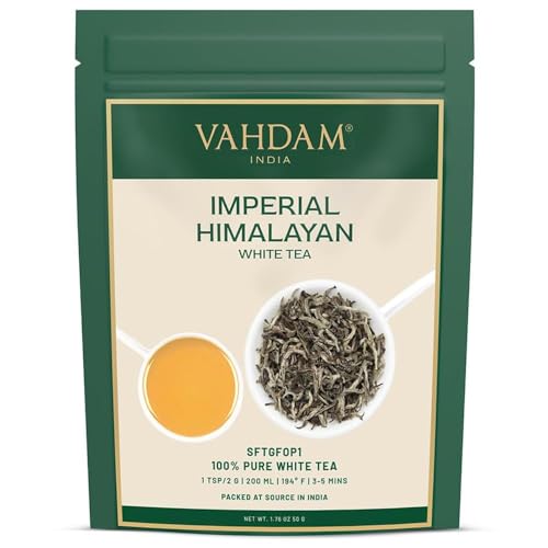 VAHDAM, Té Blanco - Imperial Himalayan (50g) Hojas de Té Blancas Imperiales de Himalaya | Hojas blancas de té sueltas | Blanco
