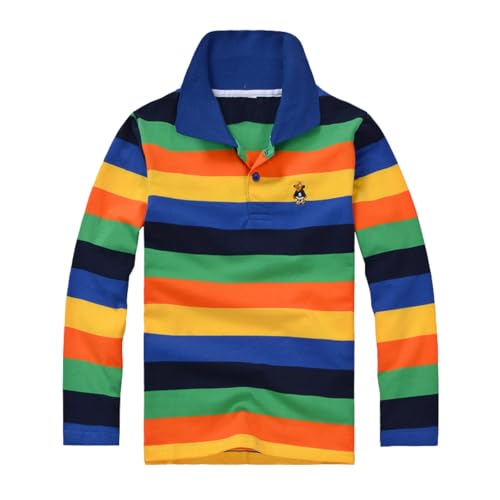 Boys Long Sleeve Pique Polo Shirts Cozy Performance Collared Neckline Comfort Stretch Golf Shirt Strip School Uniforms Shirts2