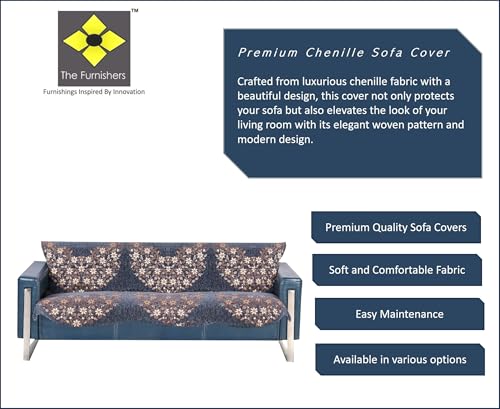 Image of Premium Chenille Woven Anti-Slip 3 Seater Sofa Cover | L-Shape Sofa Seat Protector for Living Room | Durable & Stylish Slipcover - Grey Phoolkari