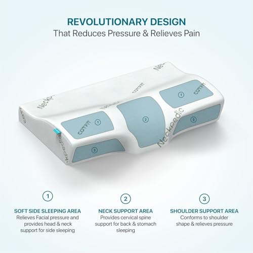 Image of Neckpedic Contour Cervical Memory Foam Pillow for Neck Pain Relief | Orthopedic Neck Support Pillow for Side & Back Sleepers | Dual Height Ergonomic Design for Neck Alignment (Pack of 1)