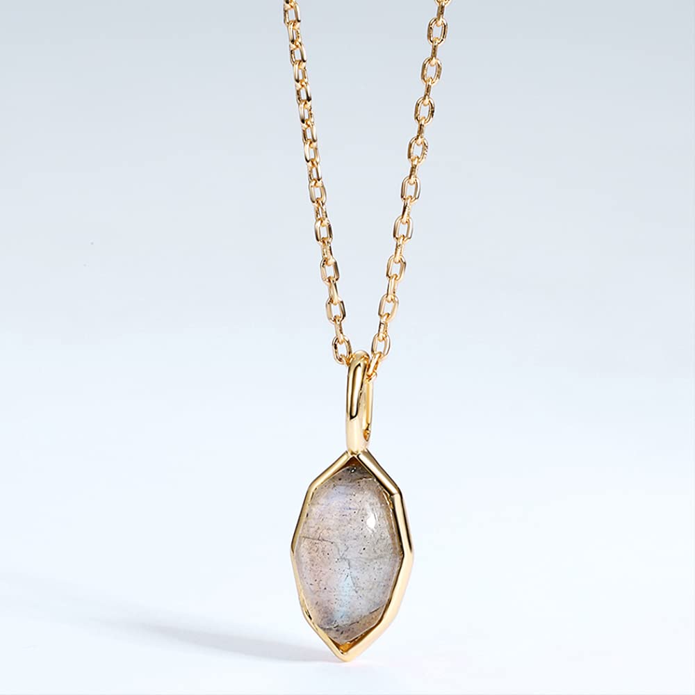 HJMMWT Anhänger Halsketten für Frauen 100% geometrischer natürlicher Labradorit Edelstein Hochzeit Schmuck Halskette in China hergestellt