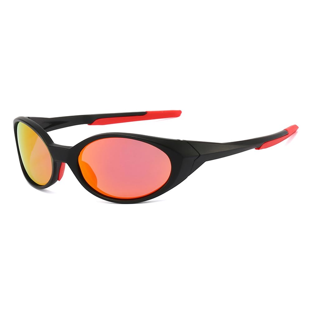 Polarized Sports Sunglasses Mens UV400 Protection Mirror Lenses Oval Frame Sun Glasses Personality Sunnies Running Bike Driving Fishing