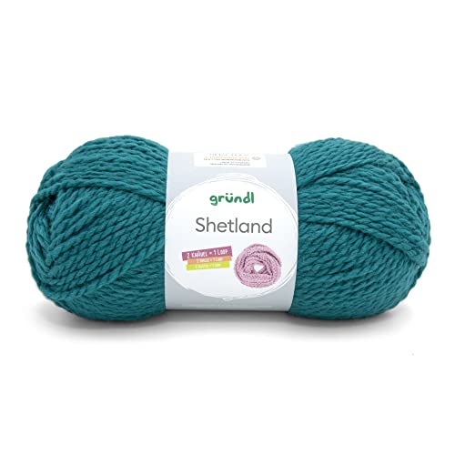 Gründl Wolle Shetland - Dicke Wolle zum Häkeln und Stricken - Winterwolle - Weich und wärmend - 80% Polyacryl, 20% Wolle - 1 Knäuel 100 g / 170 m - Nadelstärke 7-8 - petrol
