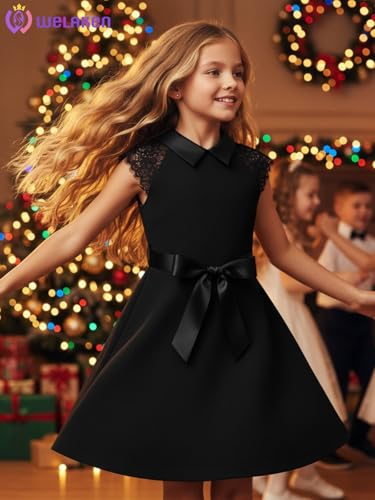 Girls Lace Midi Dress – Elegant A-Line Party Dress with Floral Lace Accents2