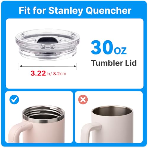 Image of 30oz Replacement Lid for 30oz Stanley Quencher H2.0 FlowState Tumber, Leak Proof Lid Fit for Stanley Cup, Reusable Dustproof Tumbler Cover