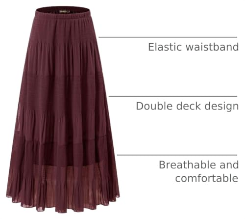 Image of NASHALYLY Women's Chiffon Elastic High Waist Pleated A-Line Flared Maxi Skirts