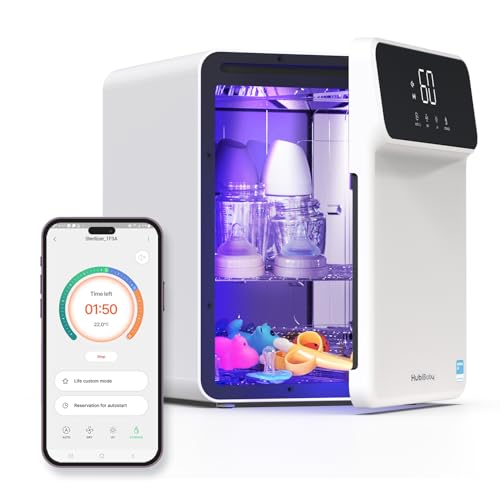 HubiBaby 4-in-1 UVC Cleaner and Dryer for Baby Bottles XL Large Inner Capacity Multifunctional Smart...