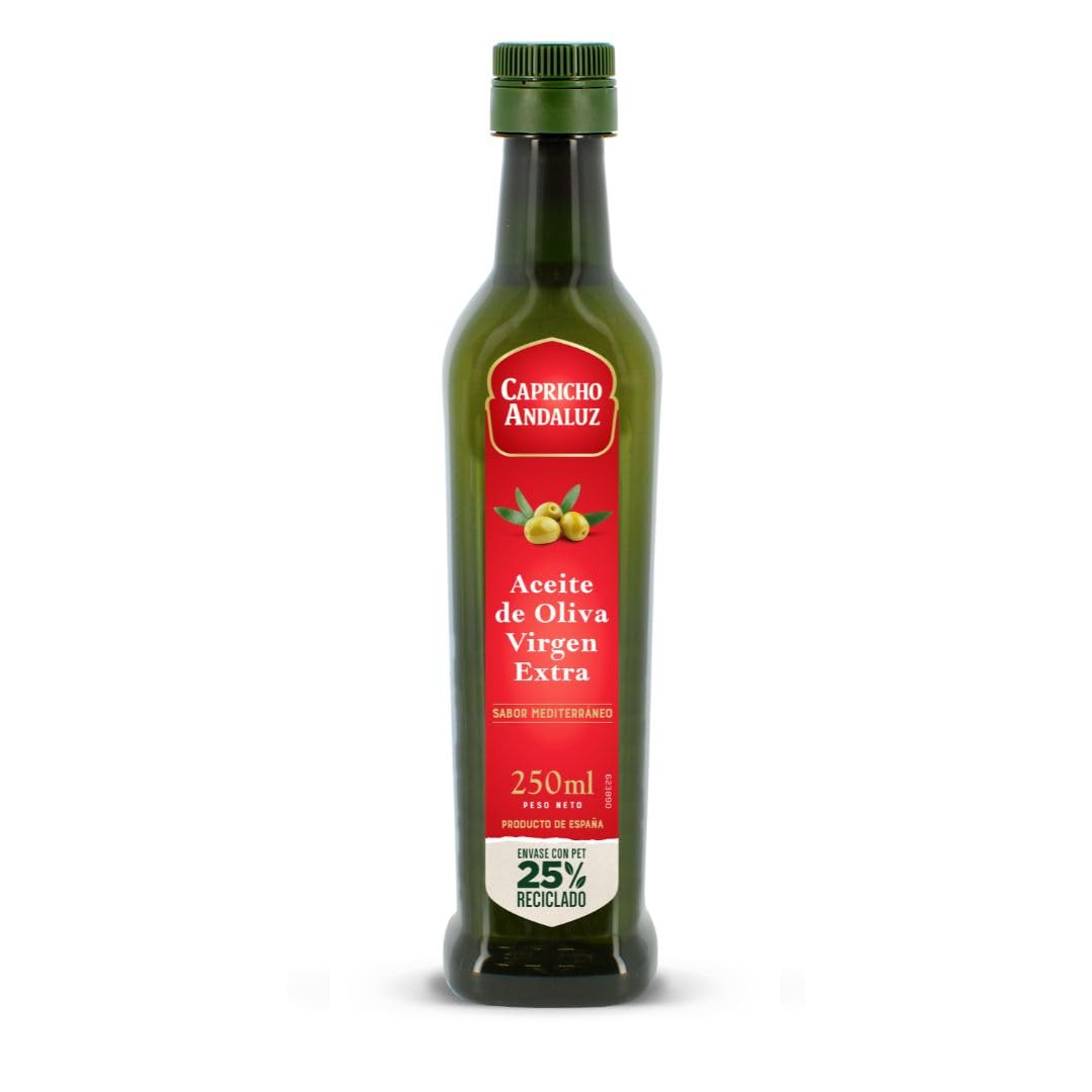 Capricho Andaluz - Aceite de Oliva Virgen Extra Botella PET 250ml Origen Español, Prensado en Frío, Formato Práctico para Cocinar, Aliñar y Uso Diario