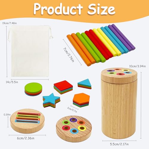 Image of Montessori Shape & Color Sorting Montessori Toys for Toddlers 3, Wooden Fine Motor Skills Sensory Toy Preschool Learning Toys Travel Gift for Boys and Girls (Wooden Set)