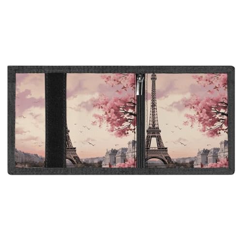 Romantic Paris Trifold Wallet for Men - Money Clip Slim Wallets with Multiple Card Slots Minimalist Small Front Pocket Wallet for Everyday Carry4