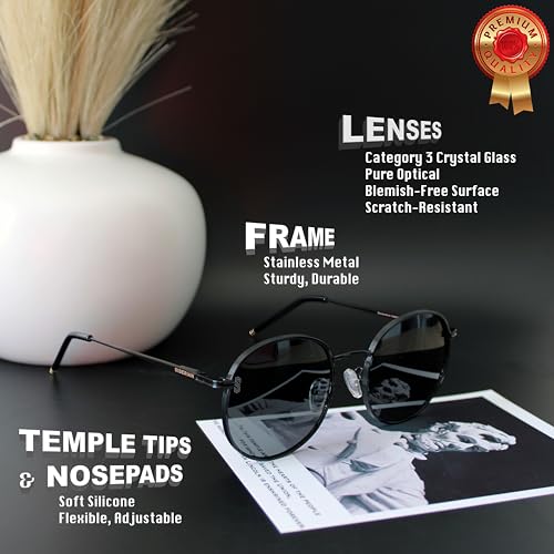 SIBERIAN 100% Real Glass Round Retro USA Premium 52mm Sunglasses Men/Women UV400 Protection Non-Polarized2